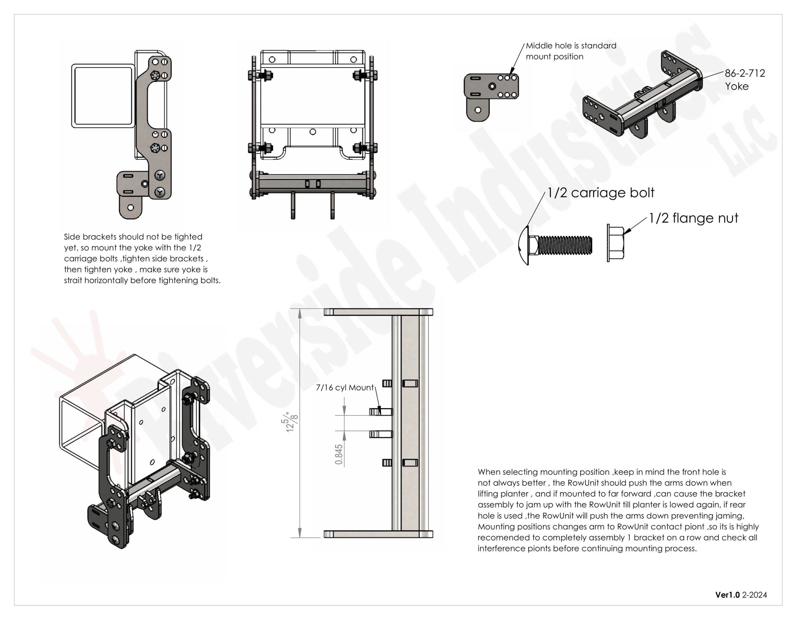 Mechanical bracket assembly instructions diagram.