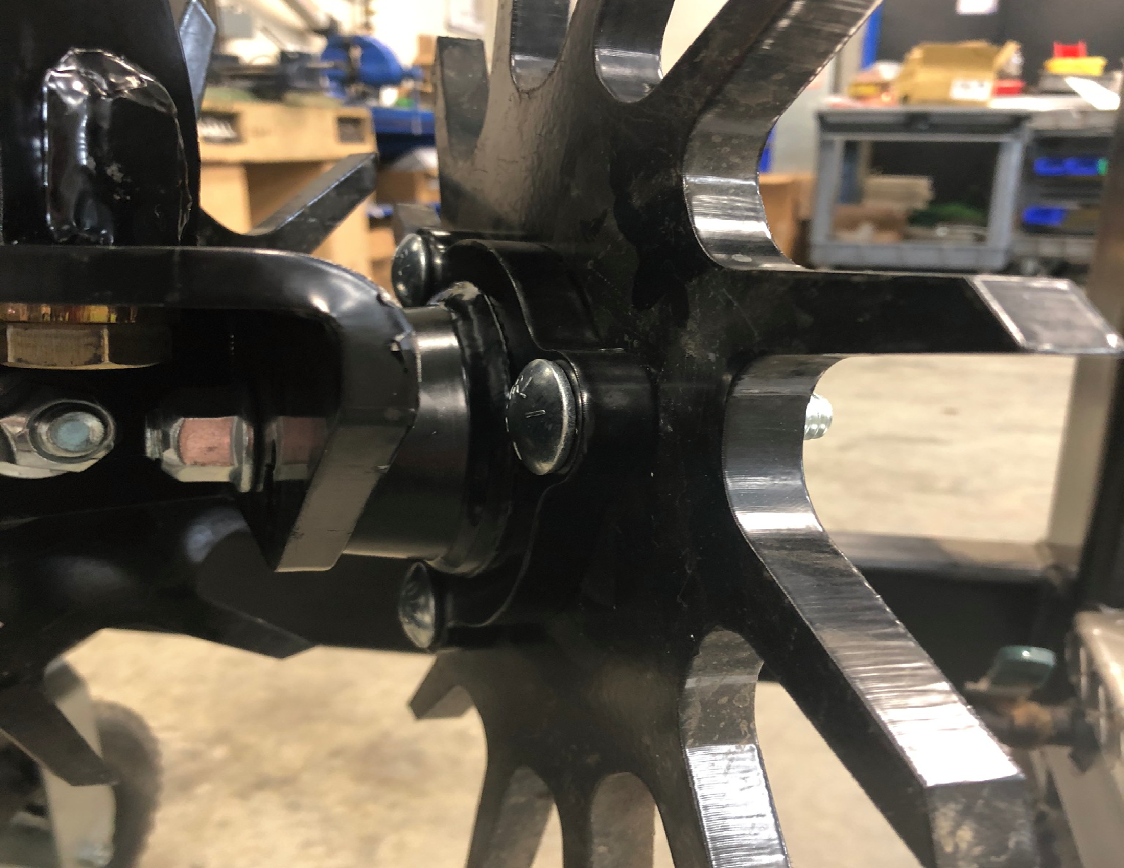 Industrial machine part with metal gears.
