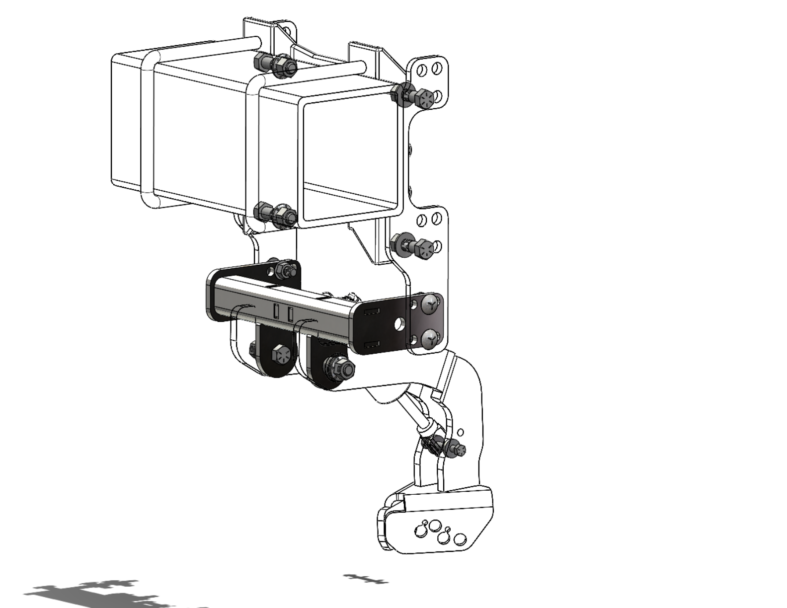 Mechanical component with mounting brackets illustration.