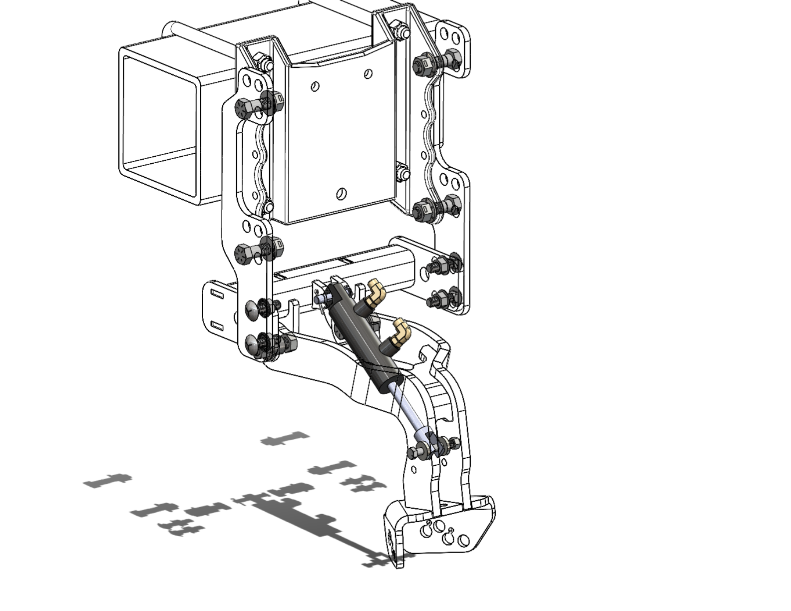 Mechanical component with hydraulic assembly diagram.
