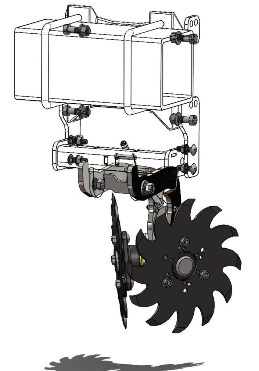 Mechanical component with gears and attachment brackets.