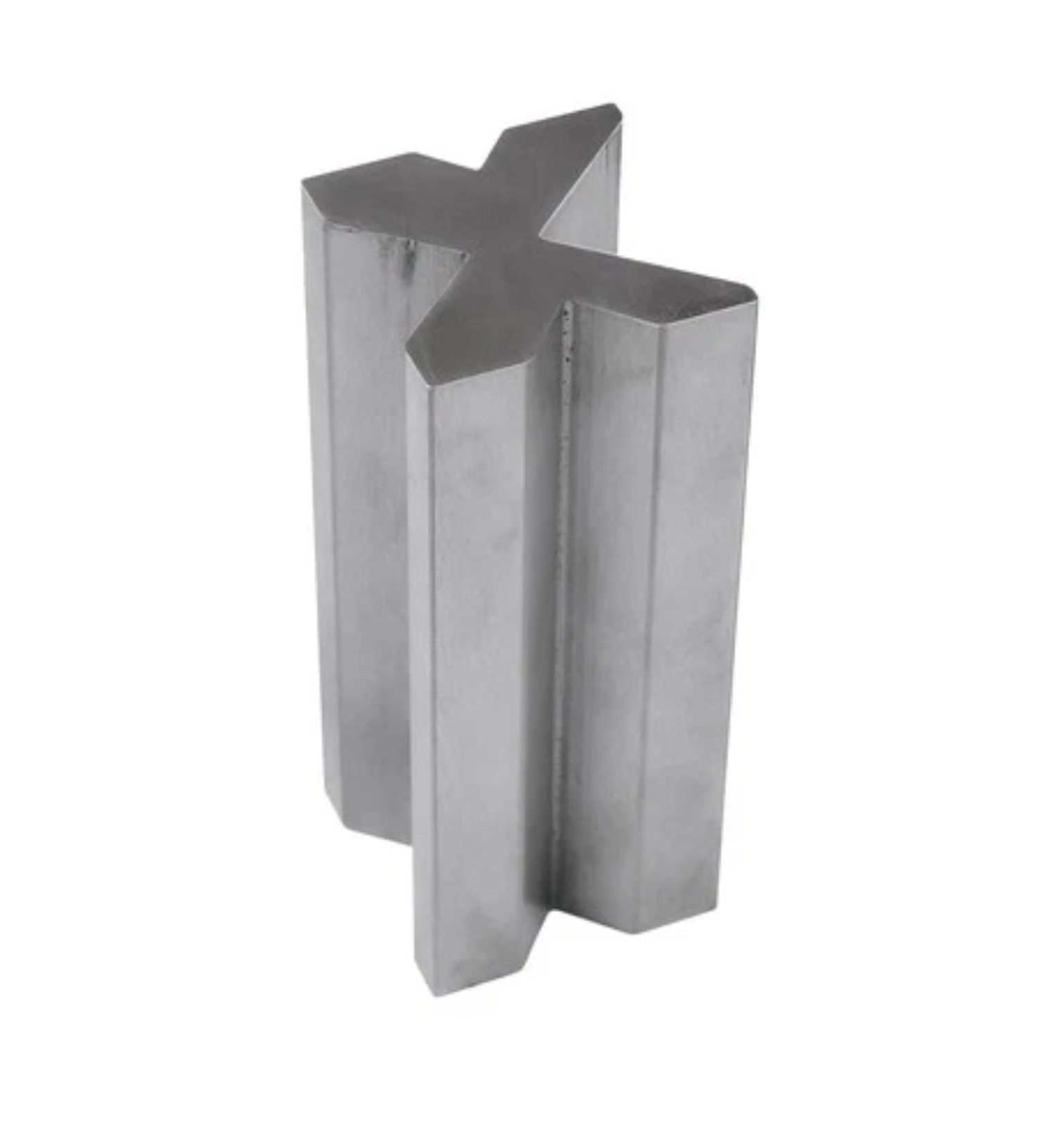 Metal cross-shaped structural beam segment.